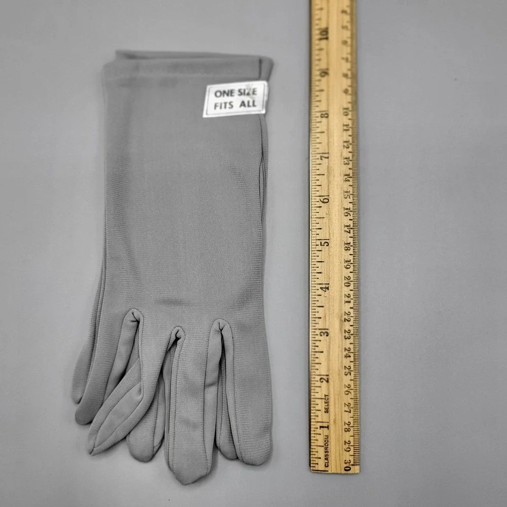 Vintage Dress Gloves Women One Size Stretch Formal Wrist Length Gray New
